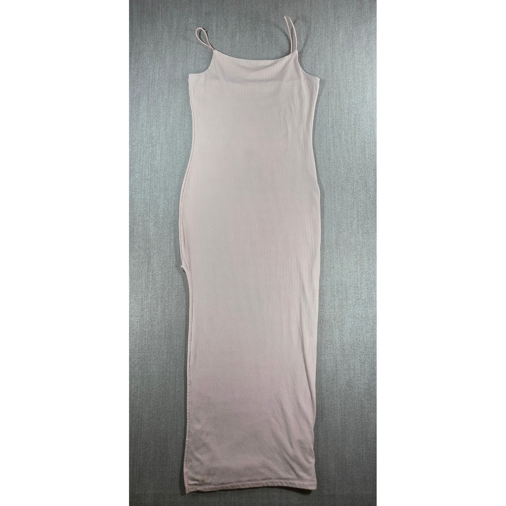 Faded Rose Maxi Dress Women Size S Pink Spaghetti Strap Side Slit Bodycon